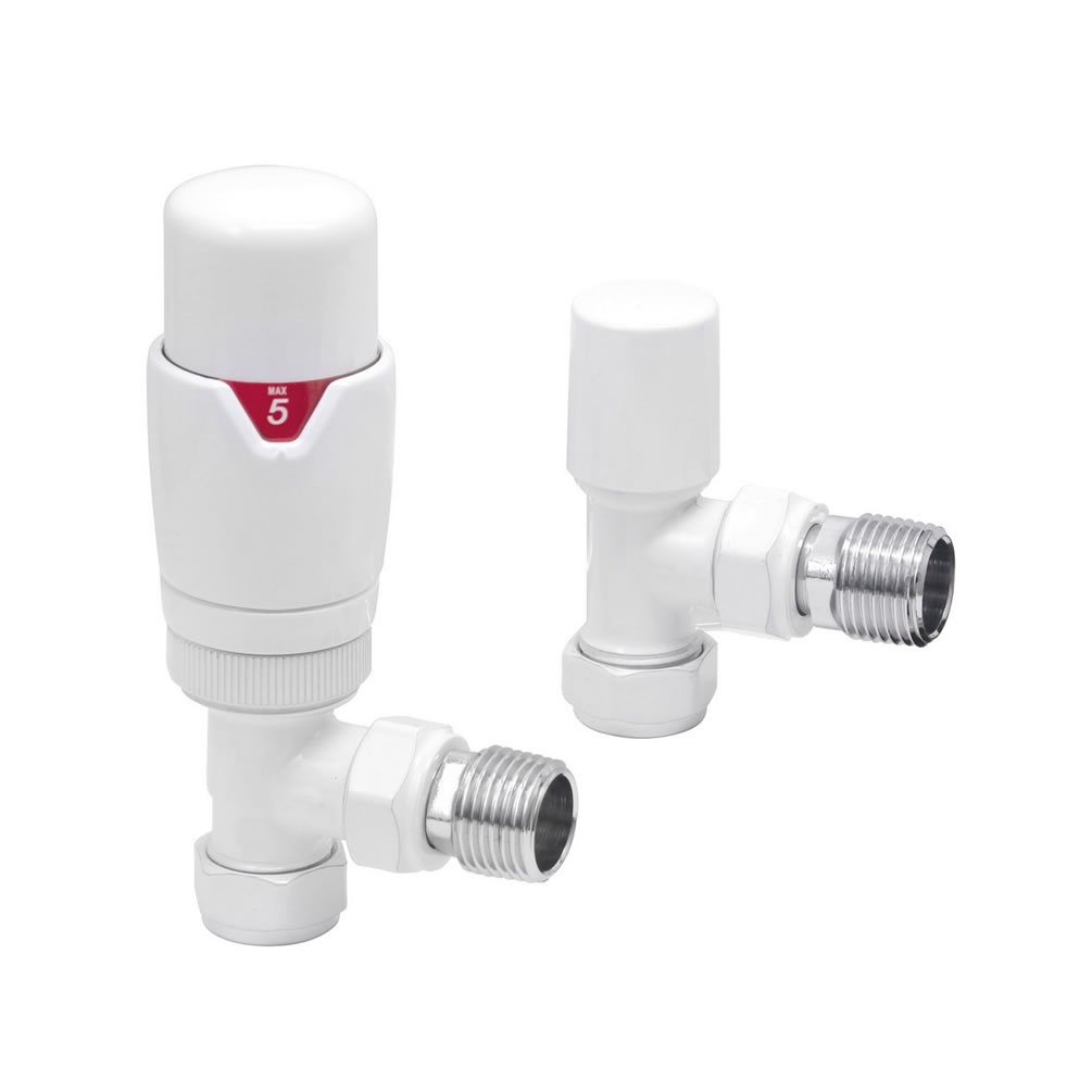Cutout image of Redroom by Barwick White Angled Thermostatic Radiator Valves
